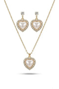 Romantic Pearl & Crystal Heart Jewelry Set