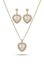 Romantic Pearl & Crystal Heart Jewelry Set