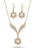 Classic Floral Pearl & Crystal Necklace Set
