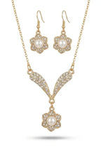 Classic Floral Pearl & Crystal Necklace Set