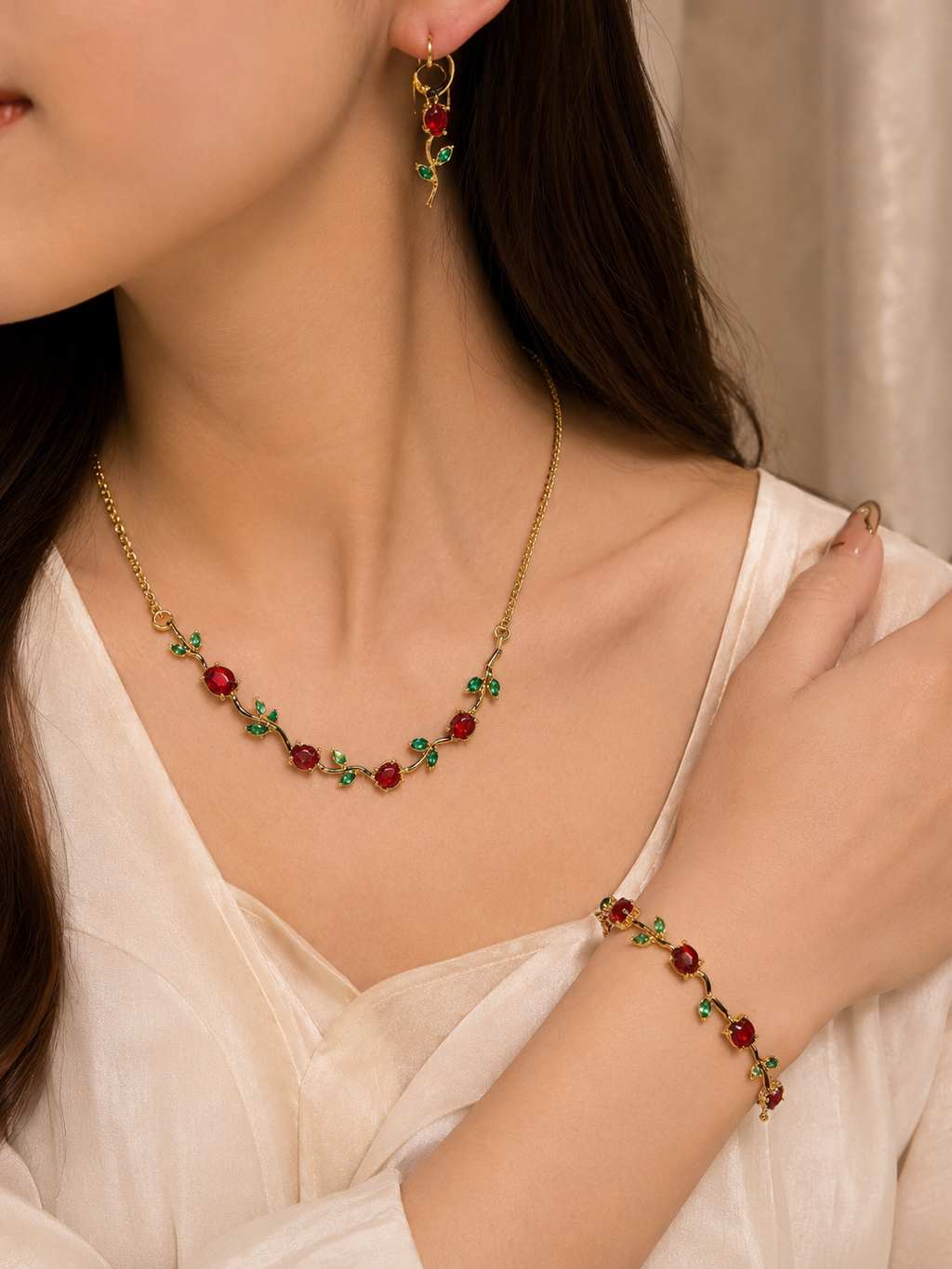 tulip Jewelry Set with Necklace, Earrings & Bracelet