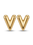 Luxury Metallic V-Letter Drop Stud Earrings for Wome