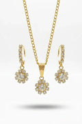 Sparkling Crystal Flower Necklace & Earring Set