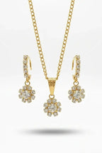 Sparkling Crystal Flower Necklace & Earring Set
