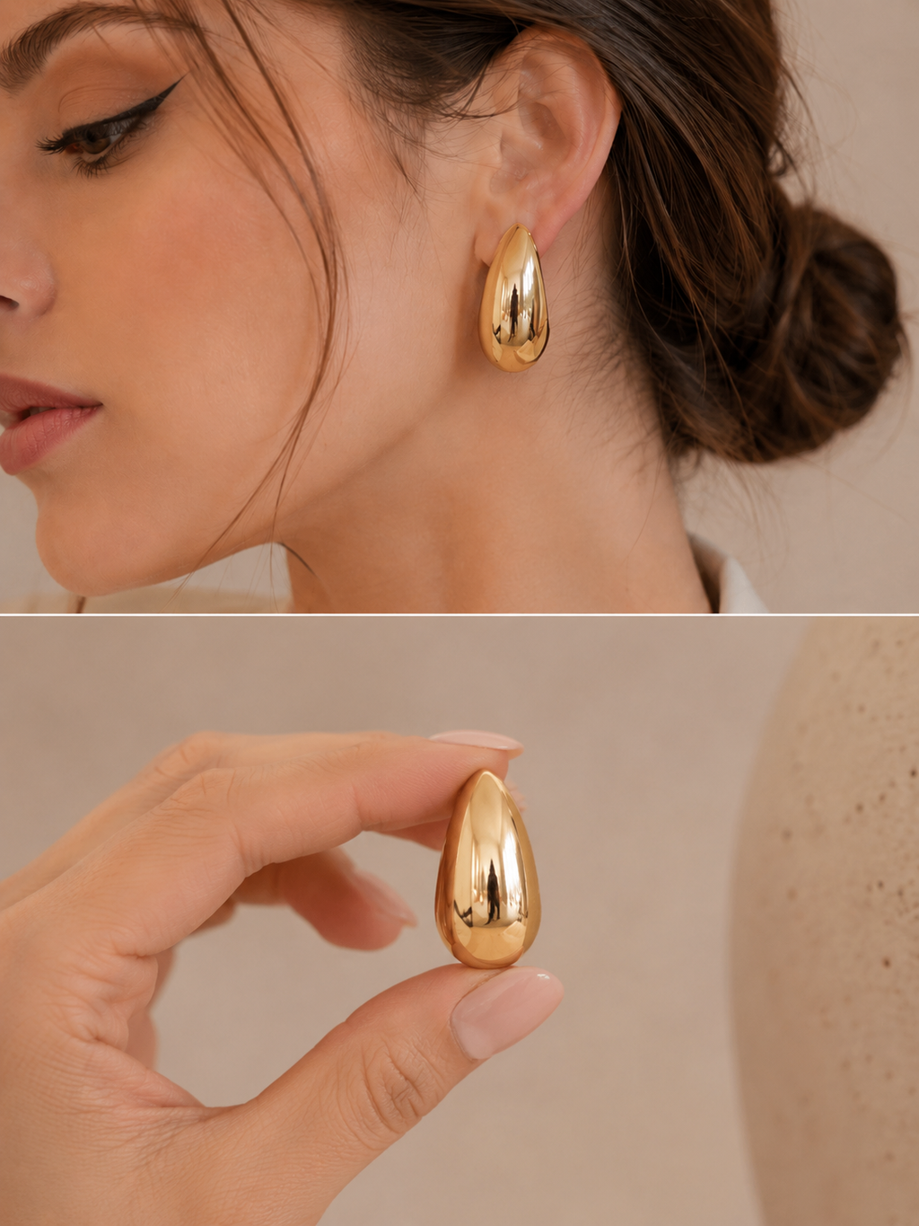 Gold Teardrop Stud Earrings