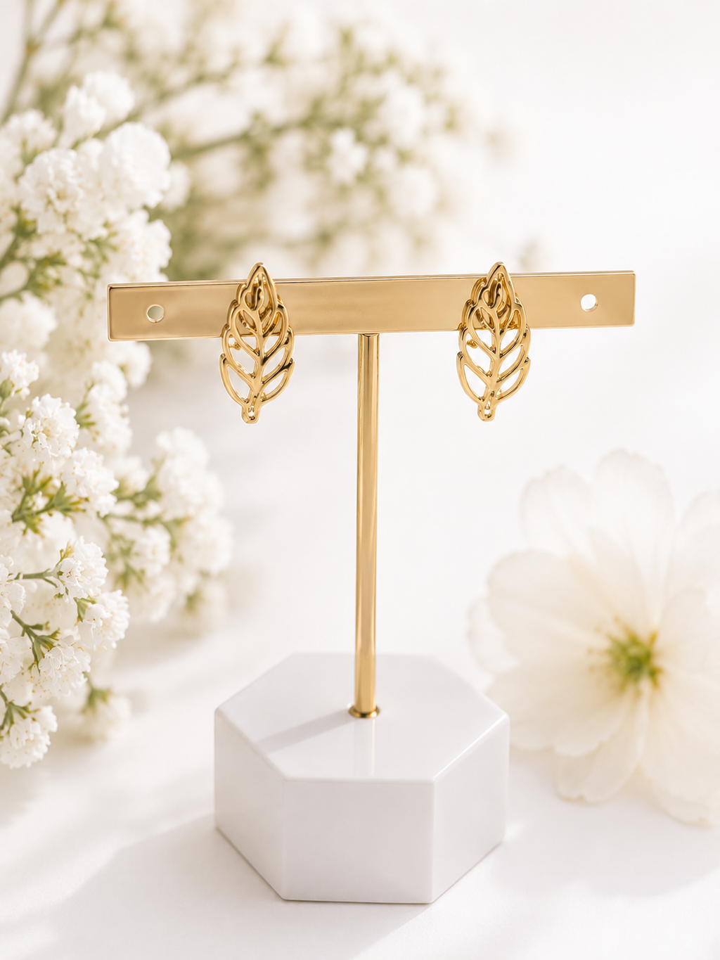 Gold Leaf Stud Earrings