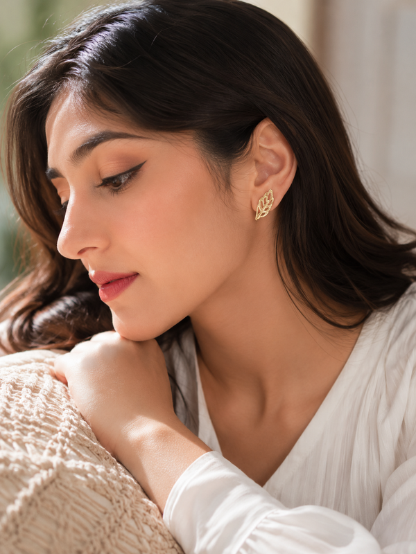 Gold Leaf Stud Earrings