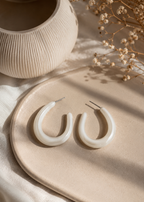 Chunky Oval Acrylic Hoop Earrings | White Minimalist Hoops | Statement Daily Wear