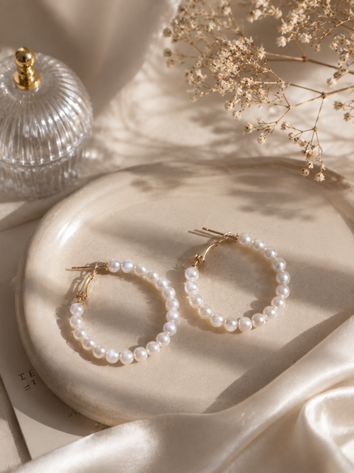 Classic Pearl Hoop Earrings