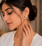 Pearl Gold Loop Earrings