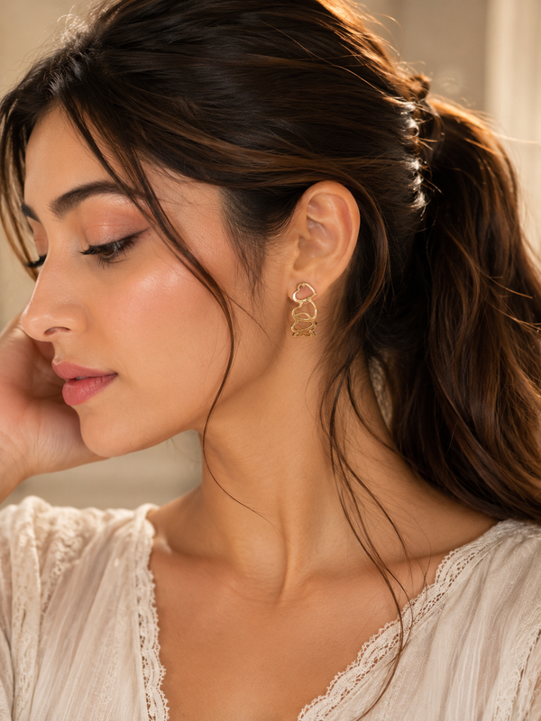 Gold Abstract Stud Earrings