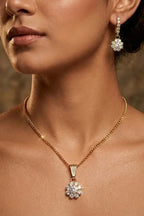 Sparkling Crystal Flower Necklace & Earring Set
