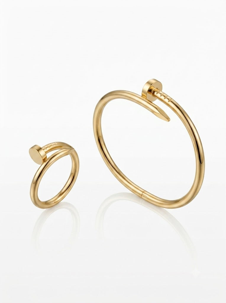 Nail Design Ring & Bracelet Set