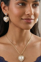 Romantic Pearl & Crystal Heart Jewelry Set
