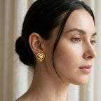 Retro Vintage High-Shine Gold Heart Earrings