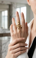 Artisan Gold Coiled Snake Ring with Scale Texture