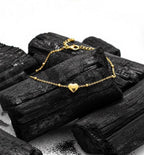 Dainty Heart Charm Gold Bracelet with Beaded Detail