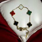 Multi-Color Clover Charm Gold Bracelet