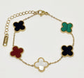 Multi-Color Clover Charm Gold Bracelet