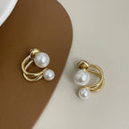 Pearl Gold Loop Earrings