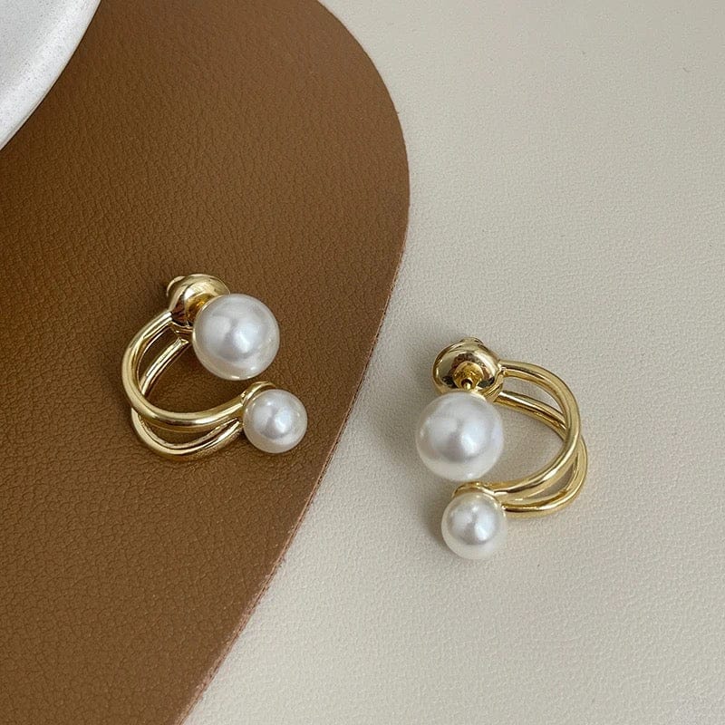 Pearl Gold Loop Earrings