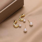 Pearl Gold Loop Earrings