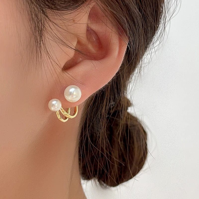 Pearl Gold Loop Earrings