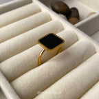 Black Square Adjustable Ring