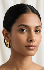 Luxury Metallic V-Letter Drop Stud Earrings for Wome