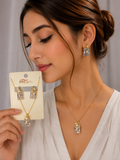 Elegant Gold Crystal Pendant & Earrings Set