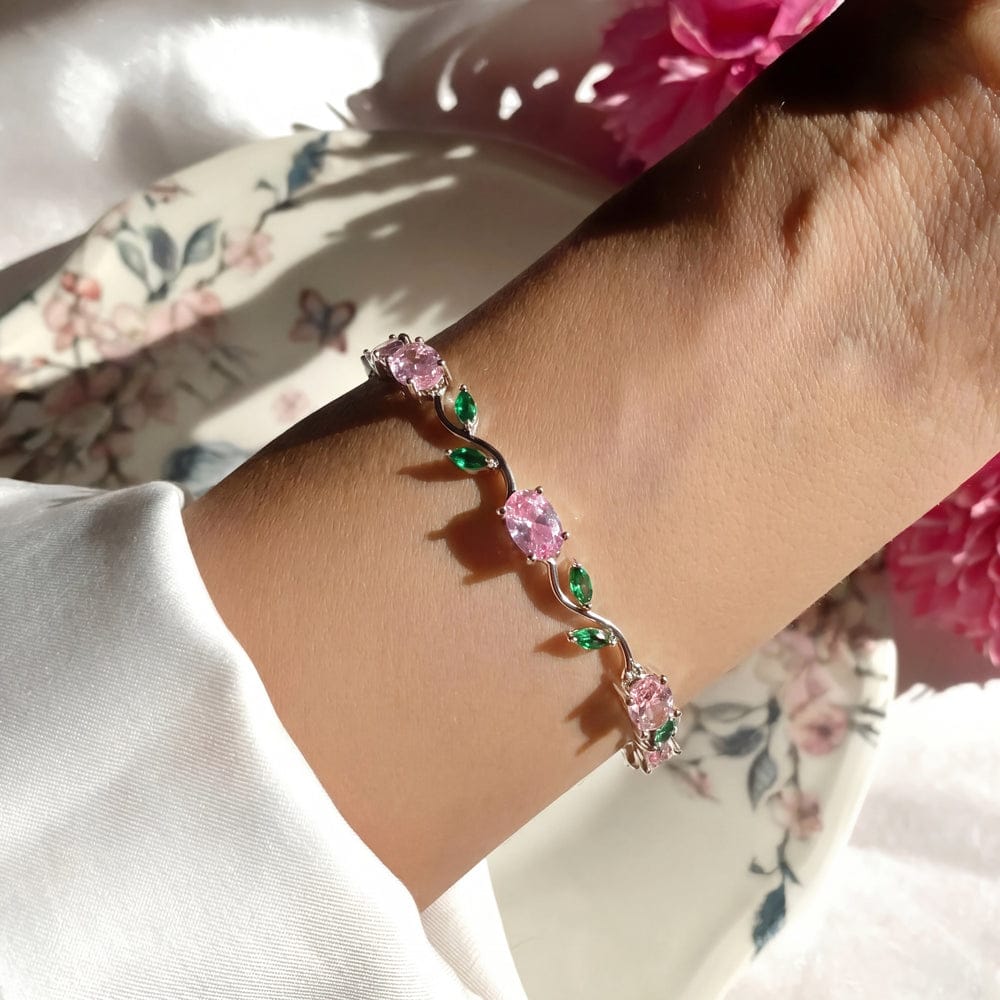 Emerald Tulip Bud Vine Chain Bracelet